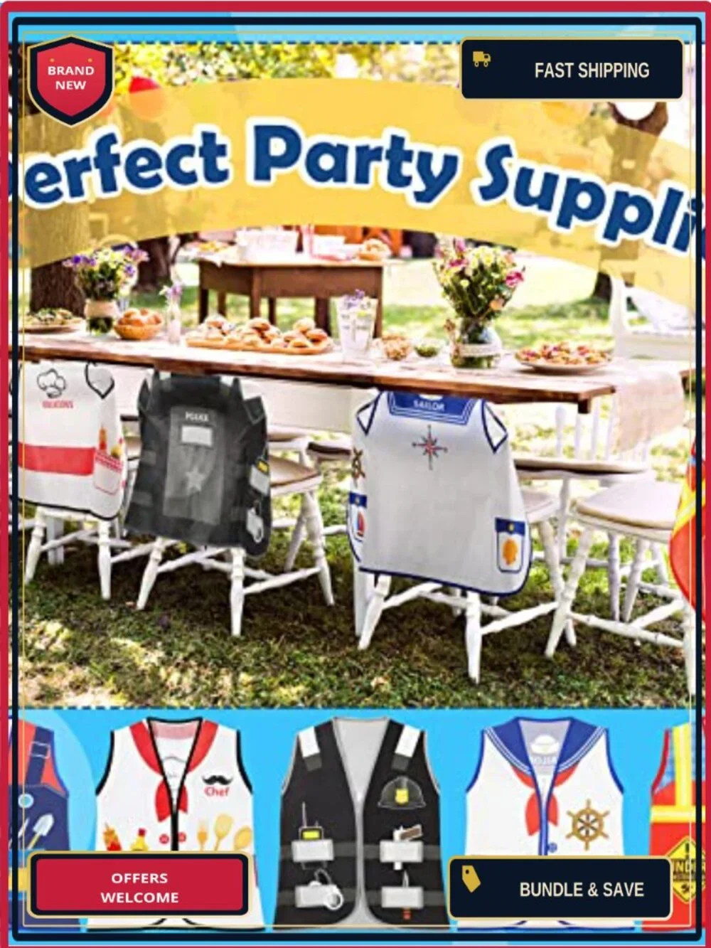 Kids 10 Pc Community Helper Dress Up Vest Career Costume Pretend Play 3-5